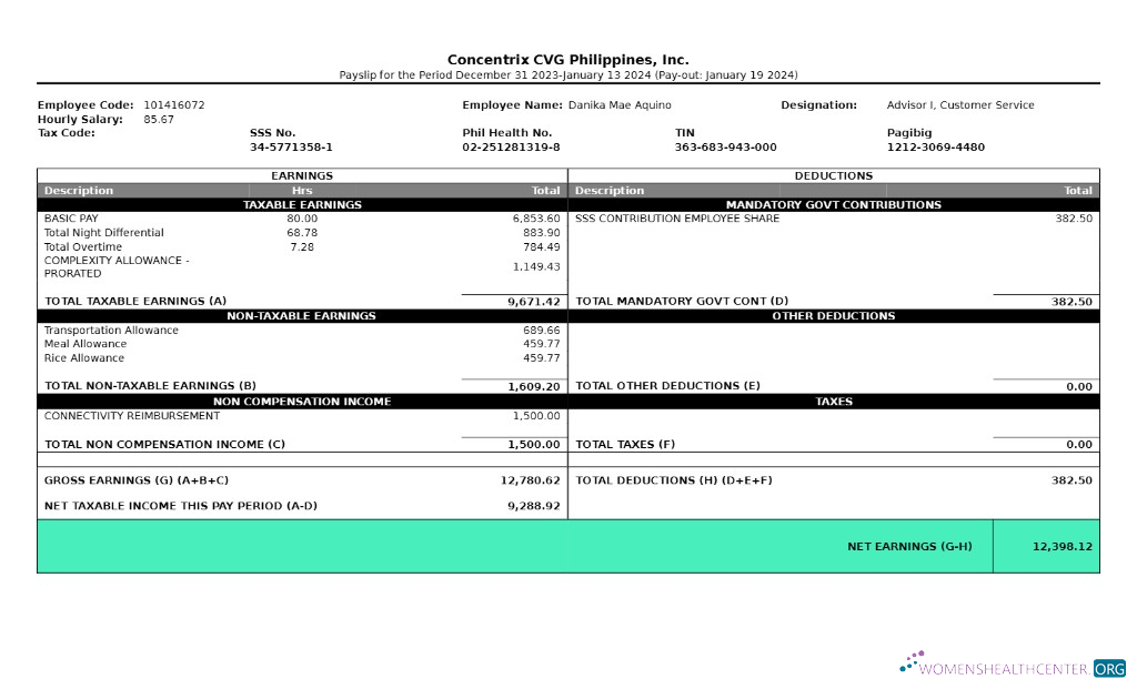 Download Concentrix CVG Philippines payslip template in Word and PDF formats.pdf, 1 Photoshop template